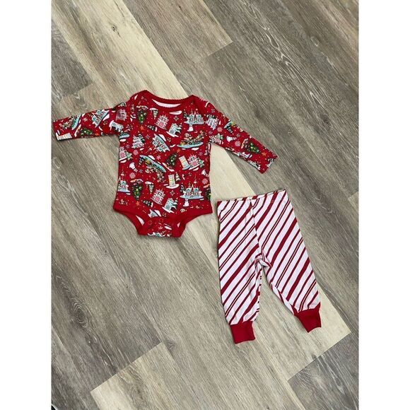 Disney Parks Christmas Baby Outfit Set Minnie Mouse Bow Bodysuit Pants 6 Months - Picture 4 of 8